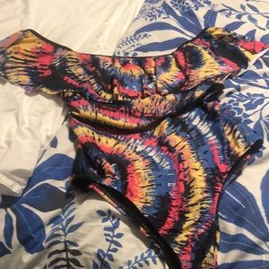 Worn once size 16 ruffle arm overlay one piece
